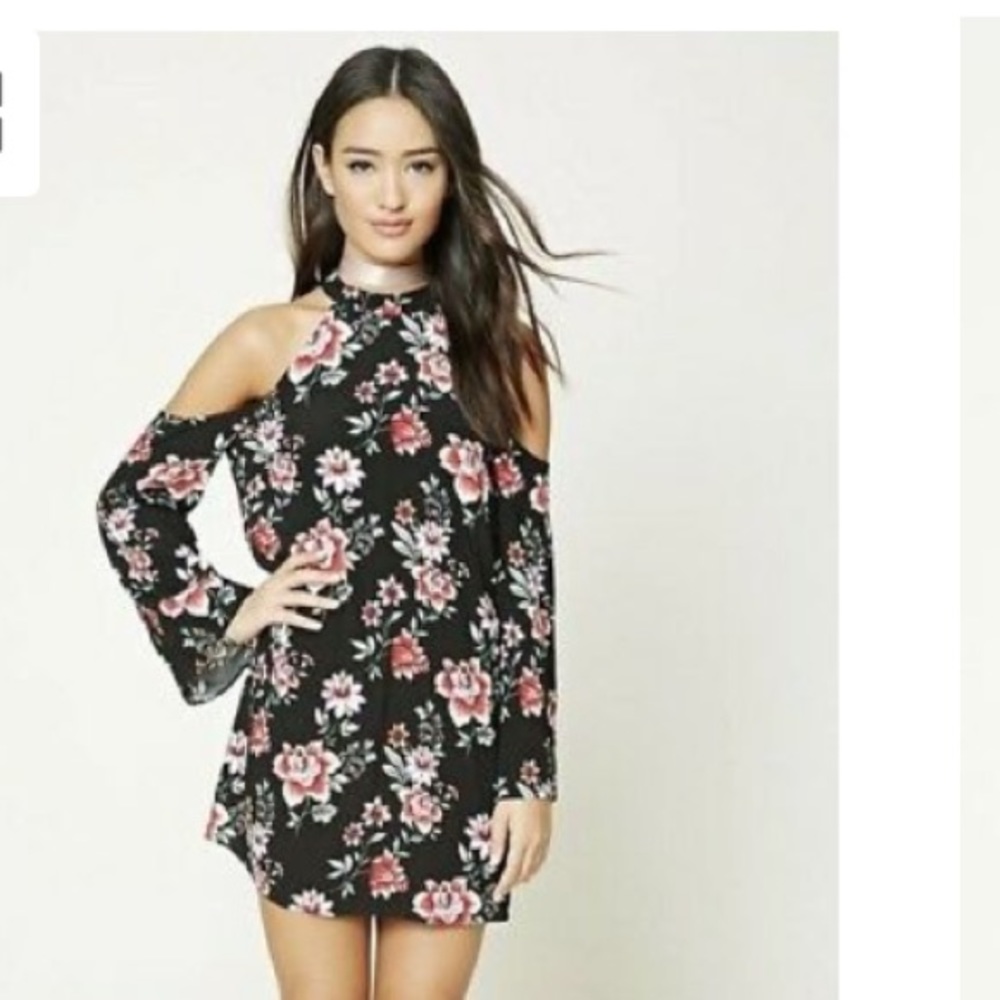 Forever 21 cold shoulder high neck dress